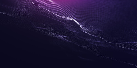 Futuristic point wave particular line background. Abstract flow digital structure data technology background. 3d rendering background. landing page