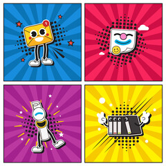 Hand drawn flat trendy cartoon elements collection  An office