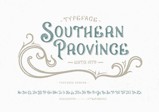 Font Southern Province. Old badge, label, logo