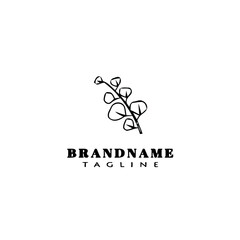 Fototapeta premium eucalyptus plant logo cartoon icon design template black isolated vector illustration