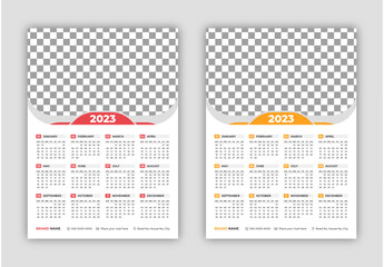 Print Ready One Page wall calendar template design for 2023, Week starts on Sunday calendar design 2023, Print Ready single page wall calendar template design for 2023.
