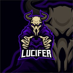 Lucifer masscot logo esport premium vector