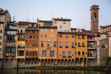 Houses along the Arno River, in Florence, Italy
