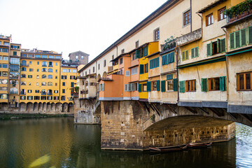 Houses along the Arno River, in Florence, Italy