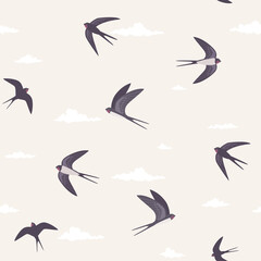 swallows seamless pattern