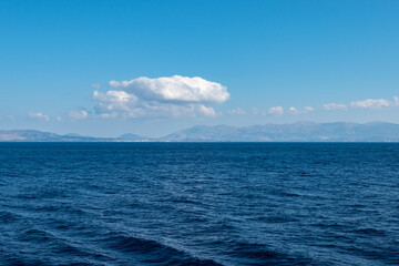 Panoramic sea view with blue sky. Nature background.