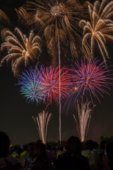 花火　高く輝く花火大会　夜空　花火イメージ　花火大会