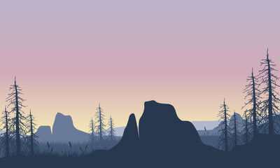 Dramatic forest and mountain views from out of town in the early hours of the morning