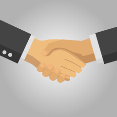 two business people shaking hands in flat design