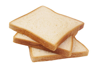 Several bread slices isolated on white background	