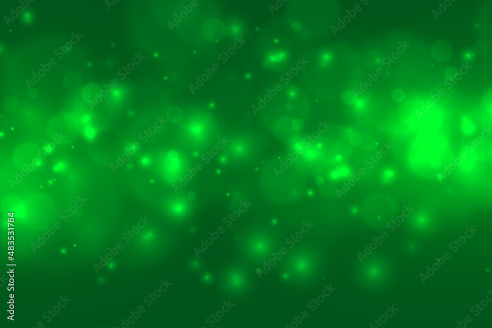 Sticker shiny green sparkling bokeh background