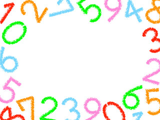 クレヨン手書き数字フレーム：カラフル