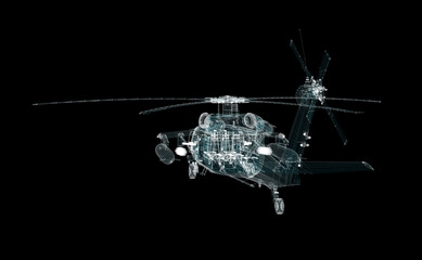 Obraz na płótnie Canvas Helicopter Hologram. Military and Technology Concept