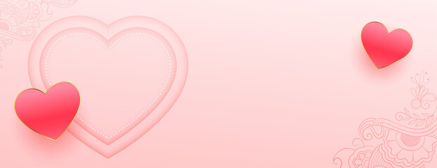 pink banner for valentines day with hearts