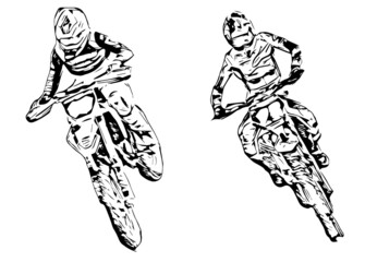 Motocross Jump silhouette Vector isolated on white background.