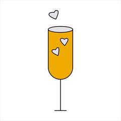 Valentine's Day champagne with love heart doodle vector illustrations colored hand drawn	
