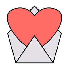 Valentine's Day love letter mail envelope doodle vector illustrations colored hand drawn	
