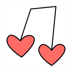 Valentine's Day music note love heart doodle vector illustrations colored hand drawn	
