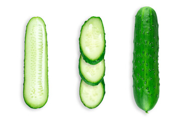 Creative layout of cucumbers. Food concept. copy space. Green cucumbers. flat lay