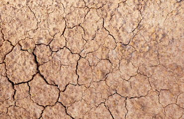Cracked ground background in the top view for graphic design or wallpaper