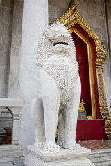 White lion Thai statue stand