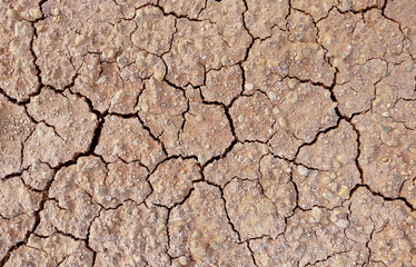 Cracked ground background in the top view for graphic design or wallpaper