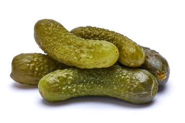 Tasty Whole green cornichon isolated on a white background