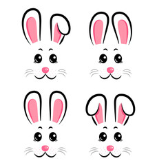 Collection of cute Easter bunnies. Easter Bunnies. Vector illustration