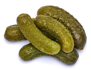 Tasty Whole green cornichon isolated on a white background