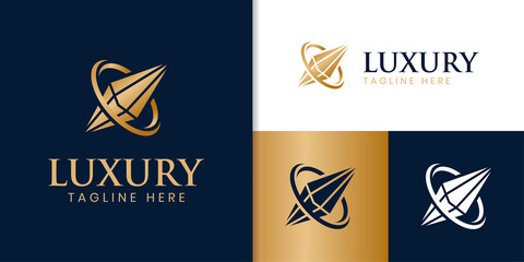 luxury gold diamond logo. creative diamond logo can be used jewelry business