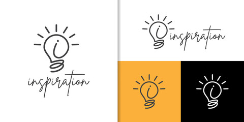 Light bulb lamp logo idea with letter i design concept for technology, inspiration, creativity, innovation, energy logo design
