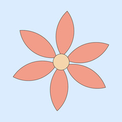 Flat daisy flower in the hippie style of the 60-70s for design, website, prints, posters, banners.