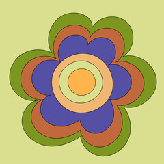 The plant element is a flower bud in the hippie style of the 60s and 70s. An element of a botanical pattern. Summer sticker