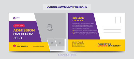 Junior School Education Admission Eddm Postcard Design Template for Kids