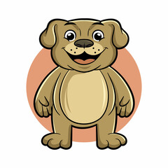 cute happy dog ​​cartoon with fat and adorable drawing style in brown color isolated