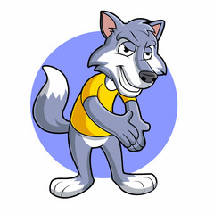cute mascot cartoon bad wolf with evil expression good graphic antagonist