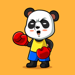 cartoon cute panda wearing boxing gloves