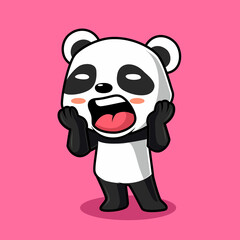 shocked panda isolated cute cartoon illustration