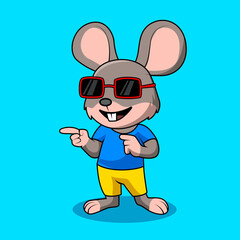 cartoon illustration of stylish mouse wearing glasses isolated