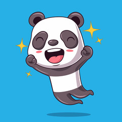 cute panda happy cartoon isolated illustration