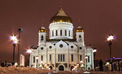 Fototapeta na wymiar Cathedral of Christ the Savior in Moscow, Russia, Russian architecture.