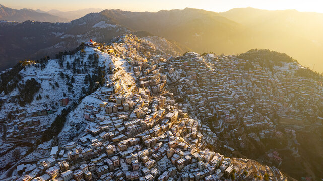 snow covered mountains in winter