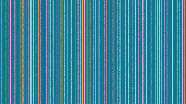 Sfondo con base blu turchese e linee verticali ondulate celesti, arancioni e rosa di diversi spessori.
