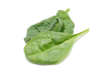 Obraz premium Raw green spinach leaves closed up isolated on white