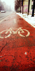 red bicycle lane in Sarajevo, Bosnia