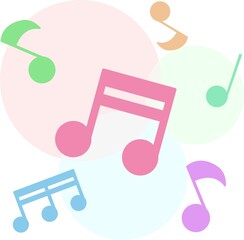 カラフルでかわいい音符のイラスト