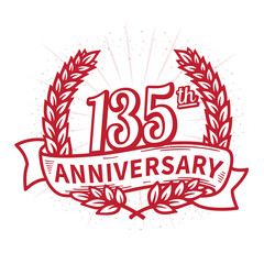 135 years anniversary celebration logotype. 135th anniversary logo. Vector and illustration.