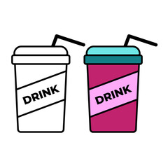 illustration of a drink cup with straw for element