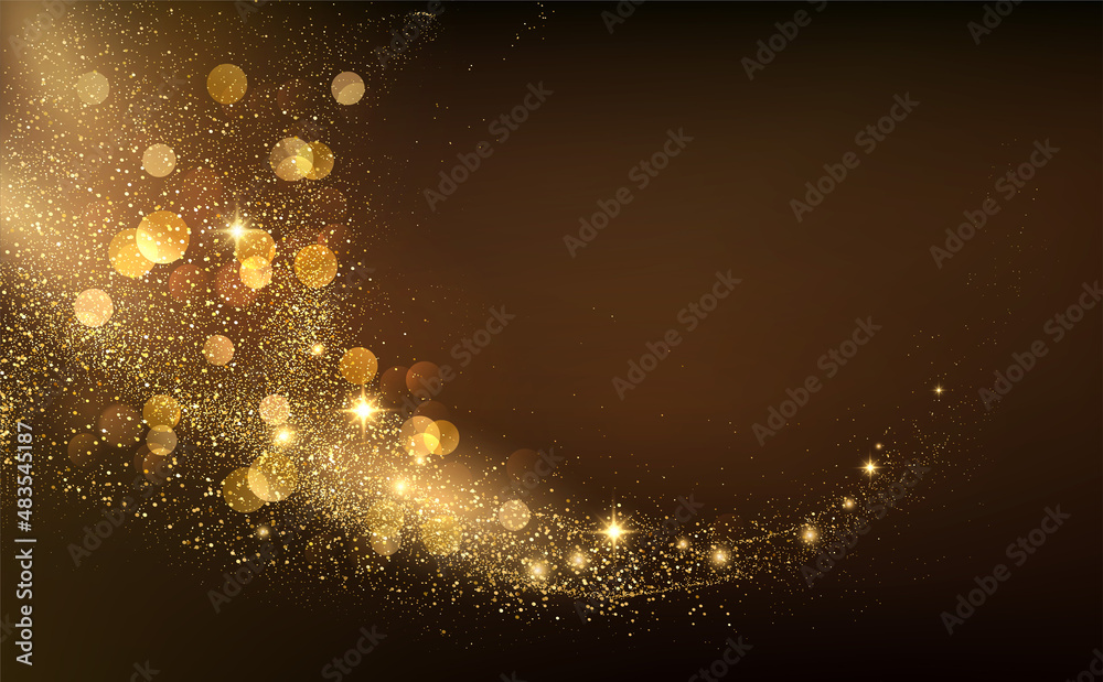 Poster 2022 new year abstract shiny color gold wave design element