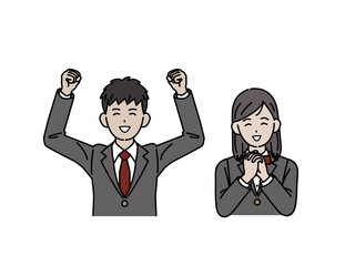 喜ぶ学生　中高生　高校生　中学生　男女　笑顔　嬉しい